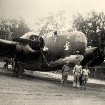 B-18 Bolo Bomber parked at Iron Range airfield