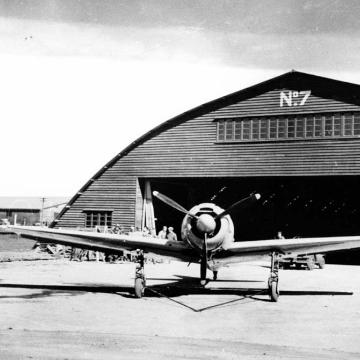 Captured Japanese Zero / Hamp fighter in front of ATAIU Hangar 7