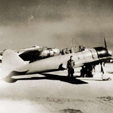 Captured Japanese Zero / Hamp fighter at Eagle Farm during WWII